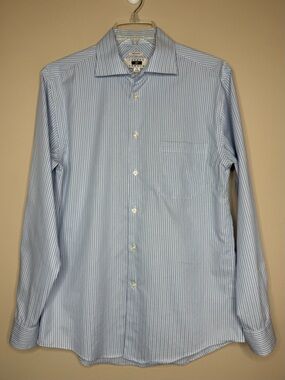 Joseph Abboud No Iron Dress Shirt Blue Stripes Size 16 34/35